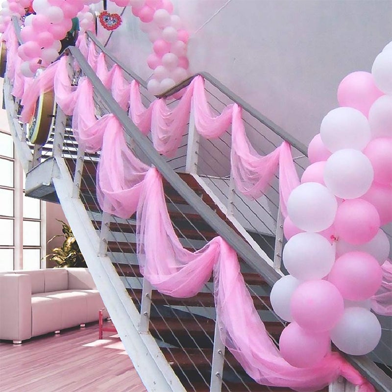 Anteer Crystal Organza Tulle Sheer Fabric Backdrop Curtains for Wedding Baby Shower Birthday Party Event Decor, 19â€ by 30 Yard (Light Pink) - Image 3